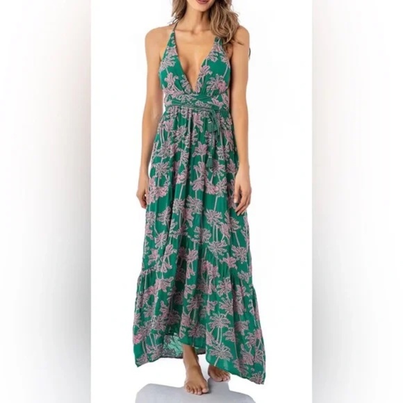 MAAJI Embroidered Palms Moon Bay Maxi Dress SZ Medium NEW with TAGS - Picture 2 of 4